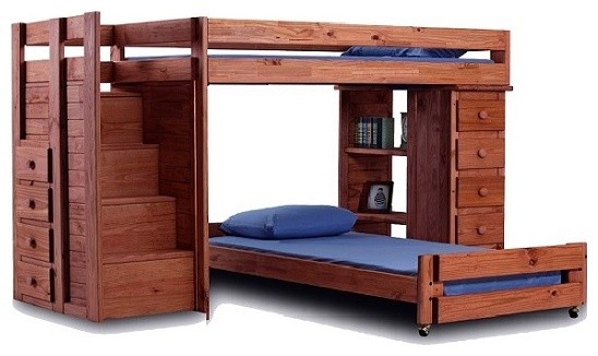 Hemet Xl Twin L Shaped Storage Loft Bed, Twin Xl Bunk Beds