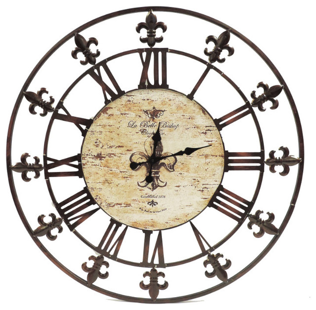 Harriott Wrought Iron Wall Clock, 36" Mediterranean Wall Clocks