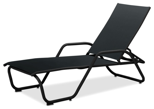 Gardenella Sling 4-Position Chaise, Textured Black, Black