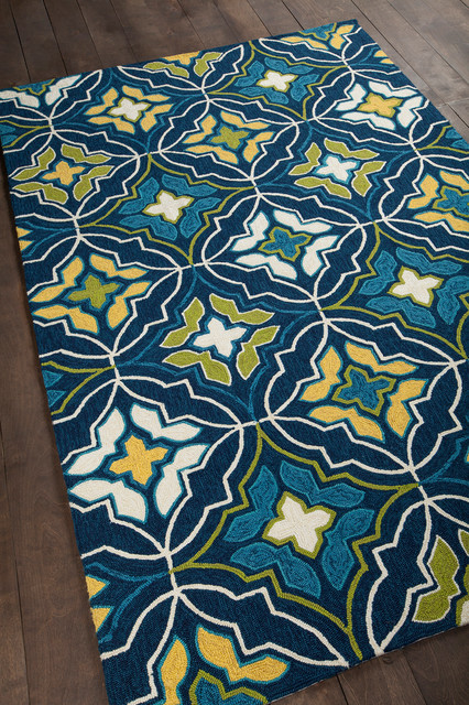 Terra Area Rug, Blue and Cream, 7'9x10'6 - Contemporary - Outdoor Rugs ...