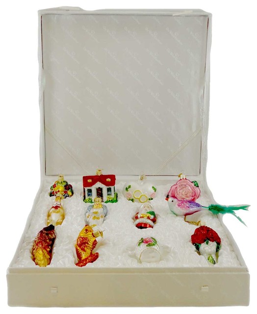 12-Piece Old World Christmas Bride's Collection Ornament Set Marriage Love Wed