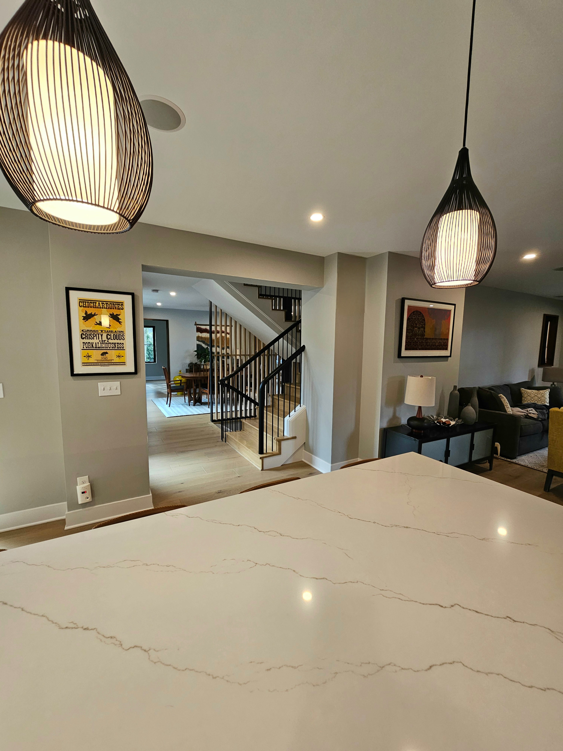 115_Stunning Continuous Rail System on 3 Story Floating Stairs; Arlington, VA 22