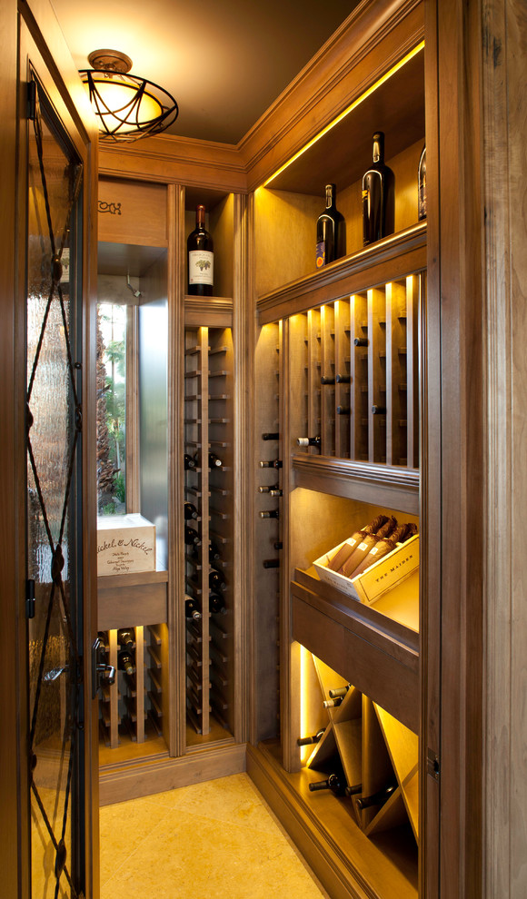 Inspiration for a small traditional wine cellar in Los Angeles.