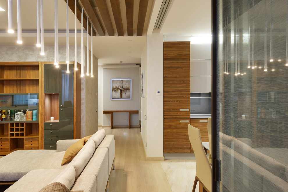 Разделение зон кухни и гостиной