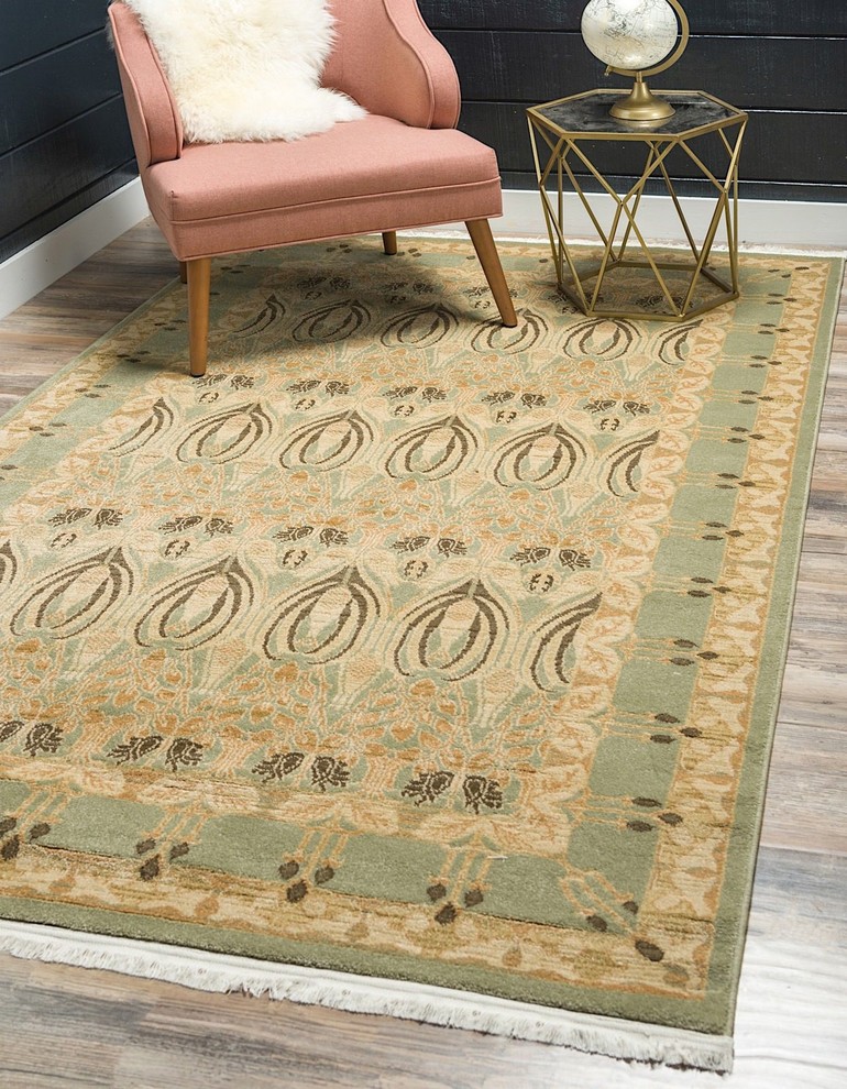 Traditional Stirling Grass Area Rug, 6' Round Craftsman Area Rugs by RugPal Houzz
