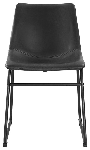 Urban Industrial Faux Leather Armless Dining Chairs Set Of 2 Black