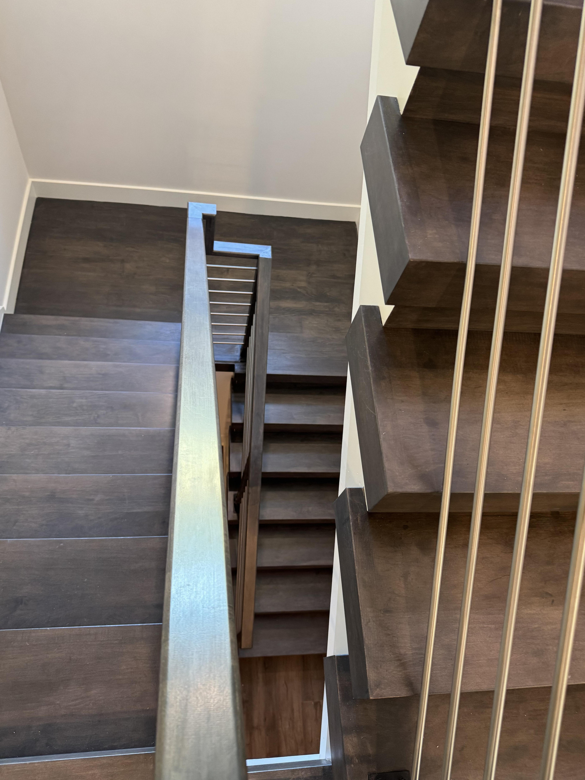 137_Transitional Maple Staircase with Stainless Steel Rail, Clifton, VA 2014