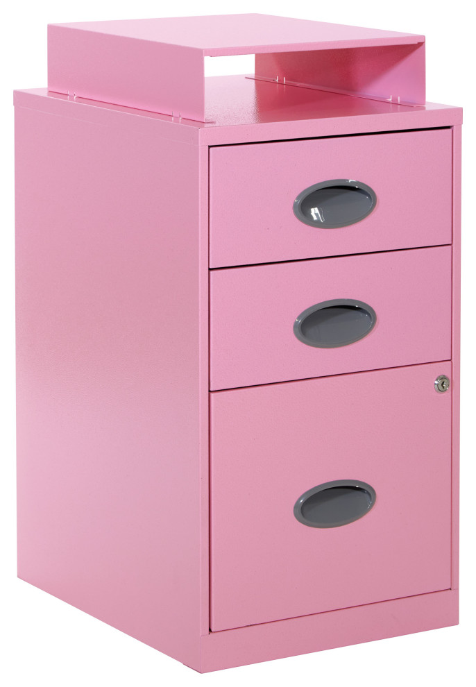 3 Drawer Locking Metal File With Top Shelf Contemporary