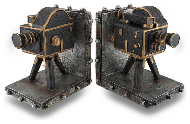 Vintage Style Film Camera Cast Resin Bookend Set of 2