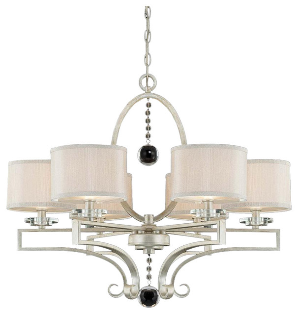 Shop Houzz We Got Lites Six Light Silver Fabric Shade Silver Sparkle