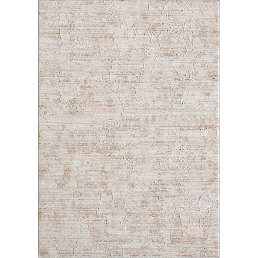 Alistaire Beige/Ivory Abstract Contemporary High-Low Area Rug, 7'9" X 9'9"