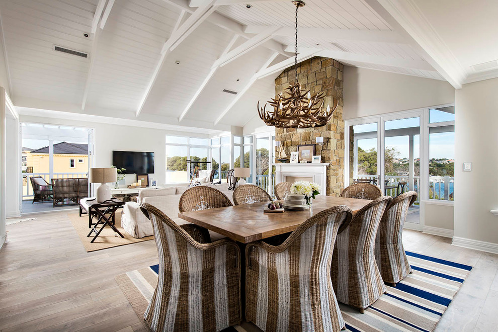 Design ideas for a beach style dining room in Perth.