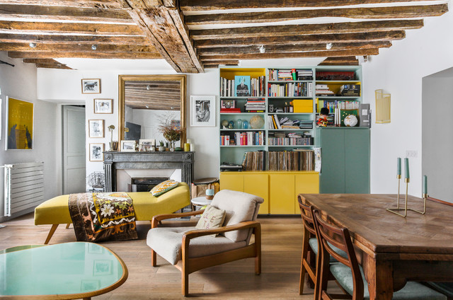 Interieur du Marais eklektisk-vardagsrum