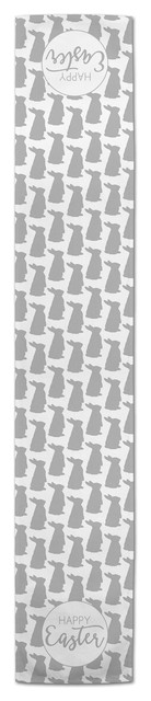 Gray Happy Easter Bunny Silhouettes 16x90 Table Runner