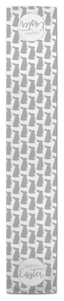 Gray Happy Easter Bunny Silhouettes 16x90 Table Runner