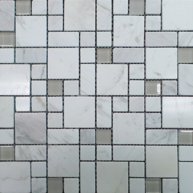 Polished Marble And Frosted Sanded Gl Squares Mosaic Tile Frosted Sanded Gl Squares