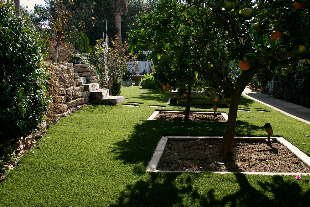 Mid-sized contemporary backyard partial sun xeriscape in Orange County for summer.