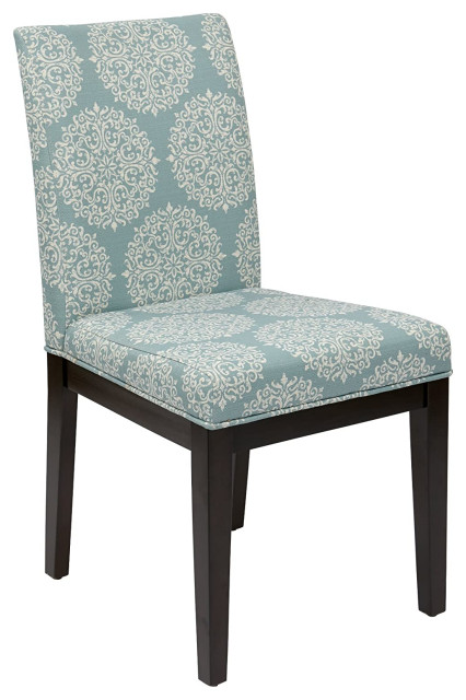 Upholstered Parsons Chair with Espresso Finish Wood Legs, Gabrielle Sky