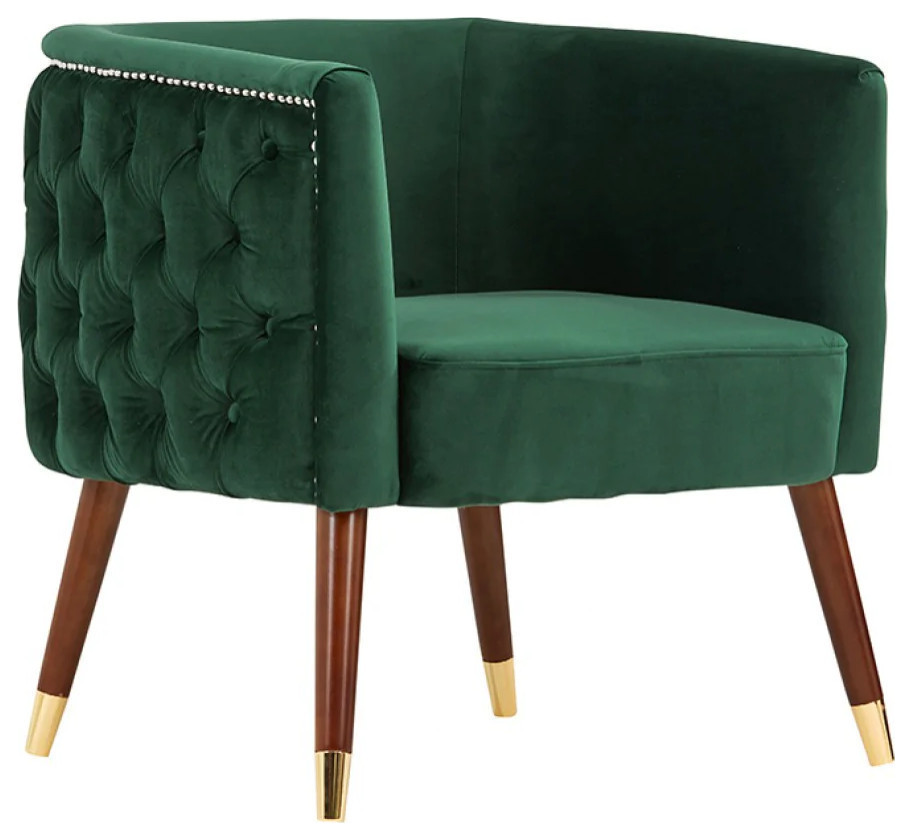 Jane Modern Green Velvet Accent Chair - Midcentury - Armchairs And