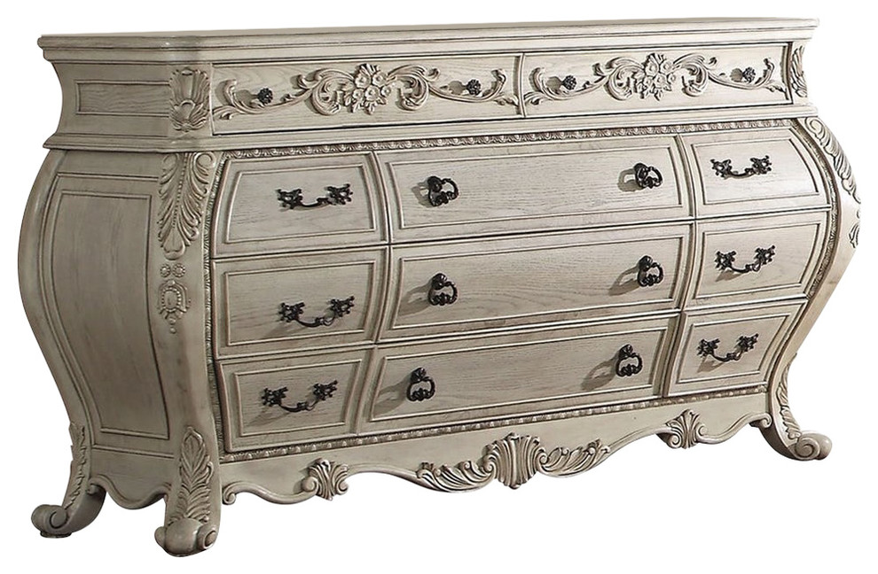 Acme Ragenardus Dresser Antique White 27015 Victorian