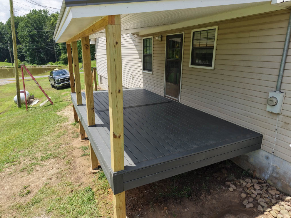 Trex board deck with standard metal roof