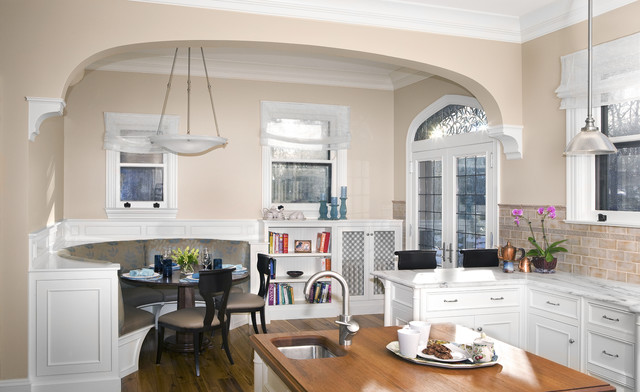 View Of Kitchen Eating Area Custom Banquette Traditional