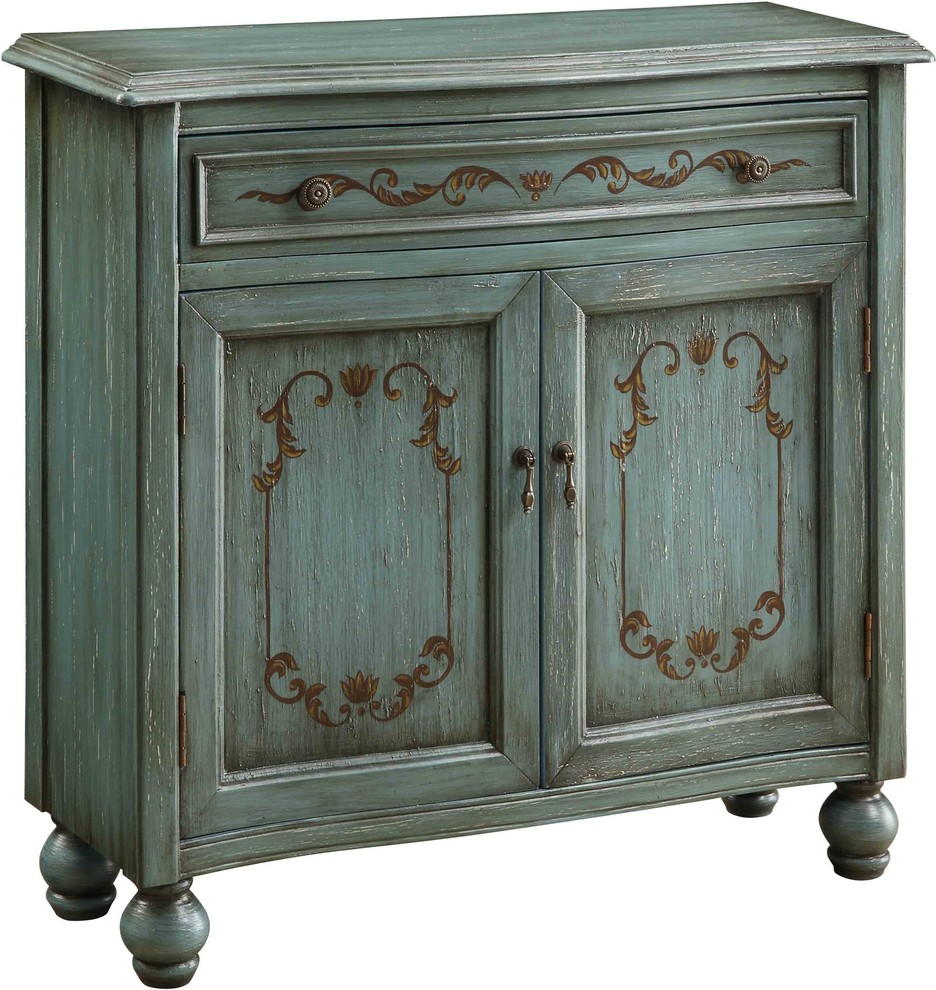 One Drawer Two Door Cabinet H34.00, Teal Blue