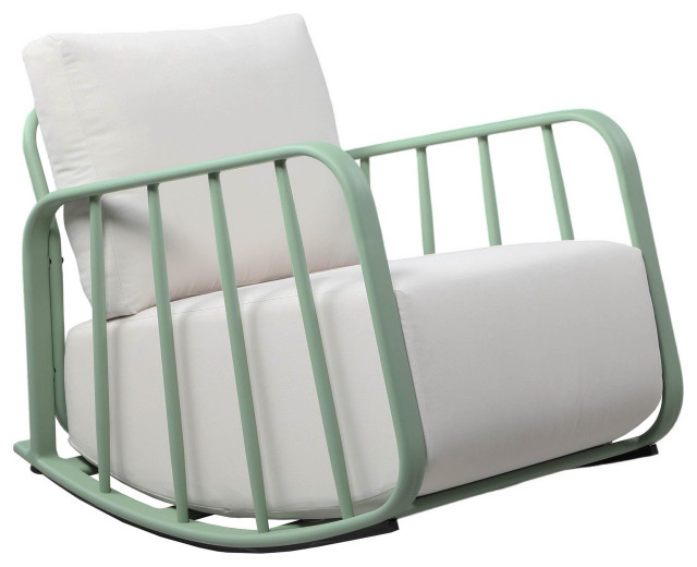 Violette Mint Green and Cream Outdoor Rocking Chair