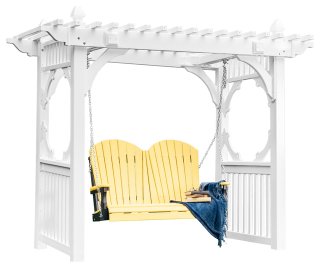 white vinyl porch swing