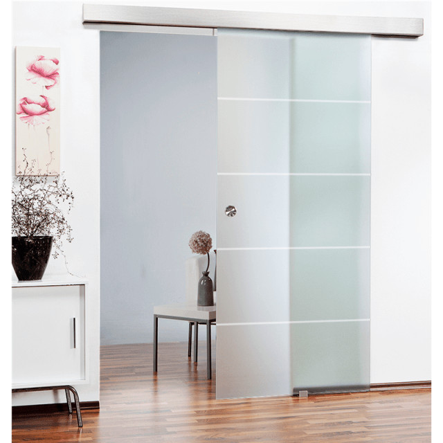 Frameless Glass Sliding Barn Door With Full Private Opaque Frosted Design Contemporary Interior Doors By Us Houzz Frameless Glass Sliding Barn Door With, Frosted Glass Sliding Doors