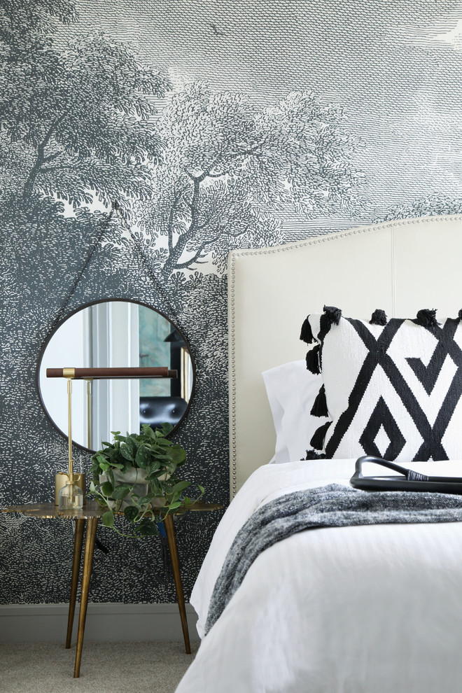 Transitional bedroom photo in Austin