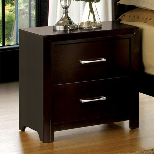 Bowery Hill 2-Drawer Contemporary Wood Nightstand in Espresso ...