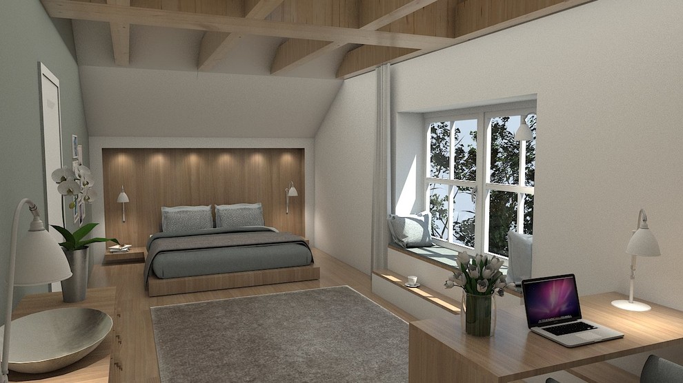Visualisierungen - Schlafzimmer mit Arbeitsplatz