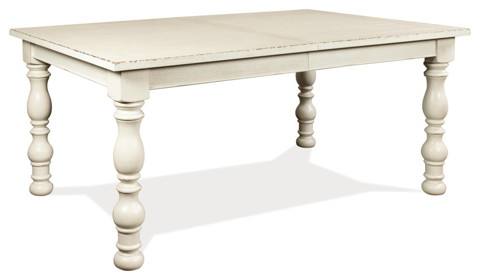Riverside Aberdeen Wood Dining Table in Weathered Worn White French