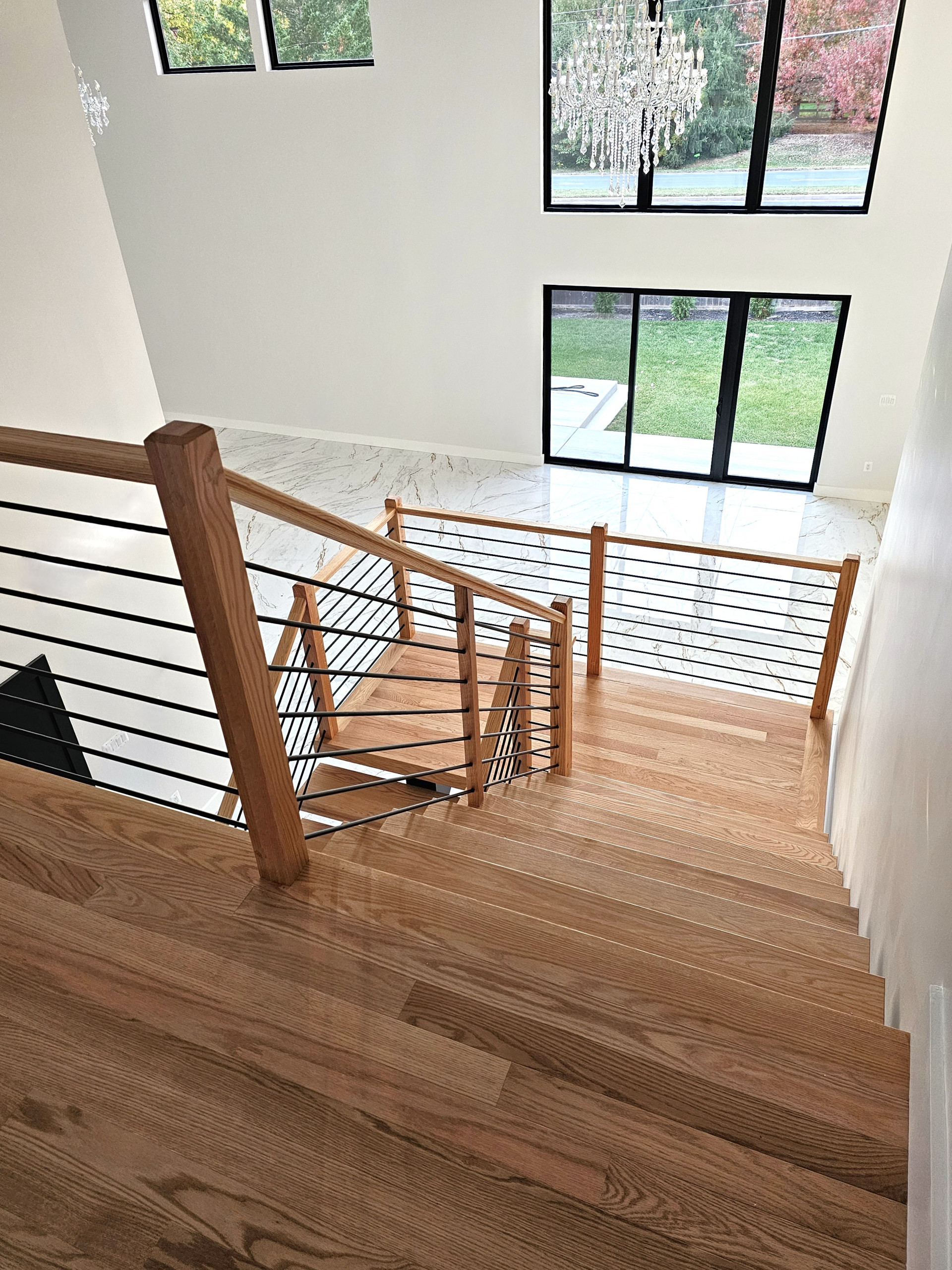 143_Modern Floating Red Oak and Metal Staircase, Sterling, VA