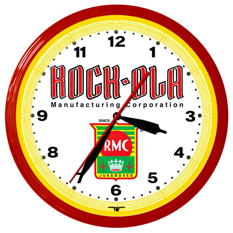 RockOla RMC Jukebox Neon Wall Clock 20" Aluminum Made USA 1 Year