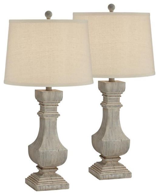 Pacific Coast Lighting Wilmington Resin and Linen Table Lamp in Gray (Set of 2)