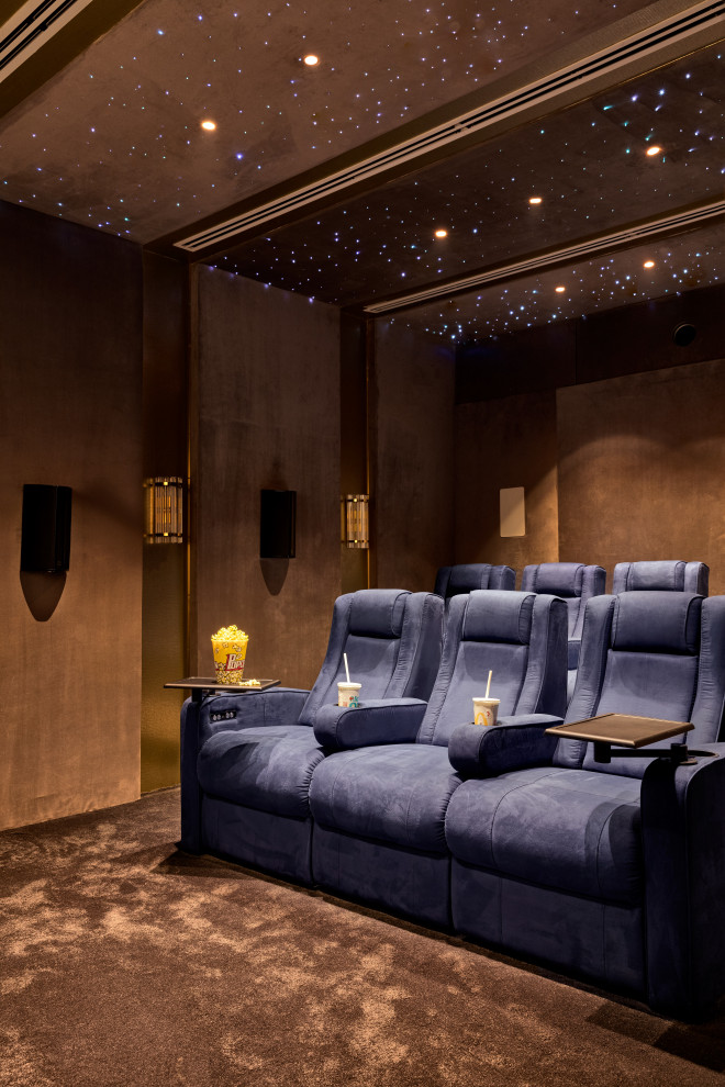 Inspiration for a transitional home theater remodel in Pune