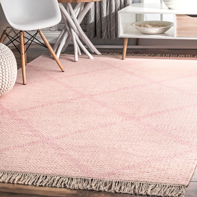 Nuloom Concetta Fringe Geometric Area Rug Pink 5 X8