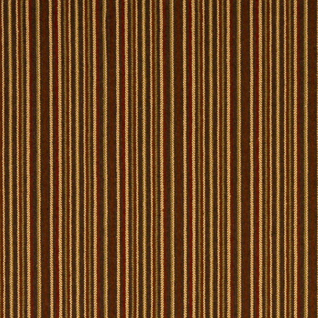 Red, Green and Brown Thin Stripe Woven Upholstery Fabric By The Yard