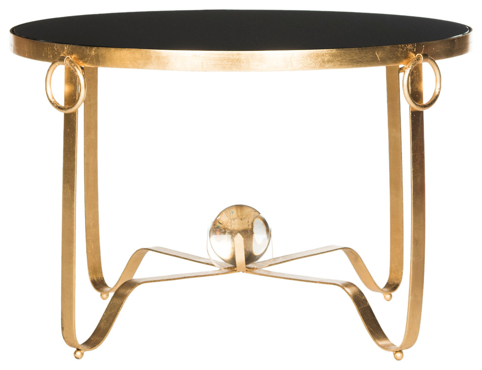 Elisha Gold Leaf Round Coffee Table Contemporary Coffee Tables by