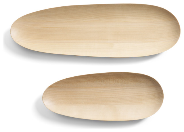 Hand-carved Oval Boards Set (2) | OROA Thin, Varnished Sycamore