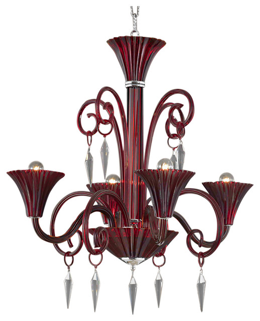 Murano Design 4 Light 28 Clear Chandelier With Murano Glass