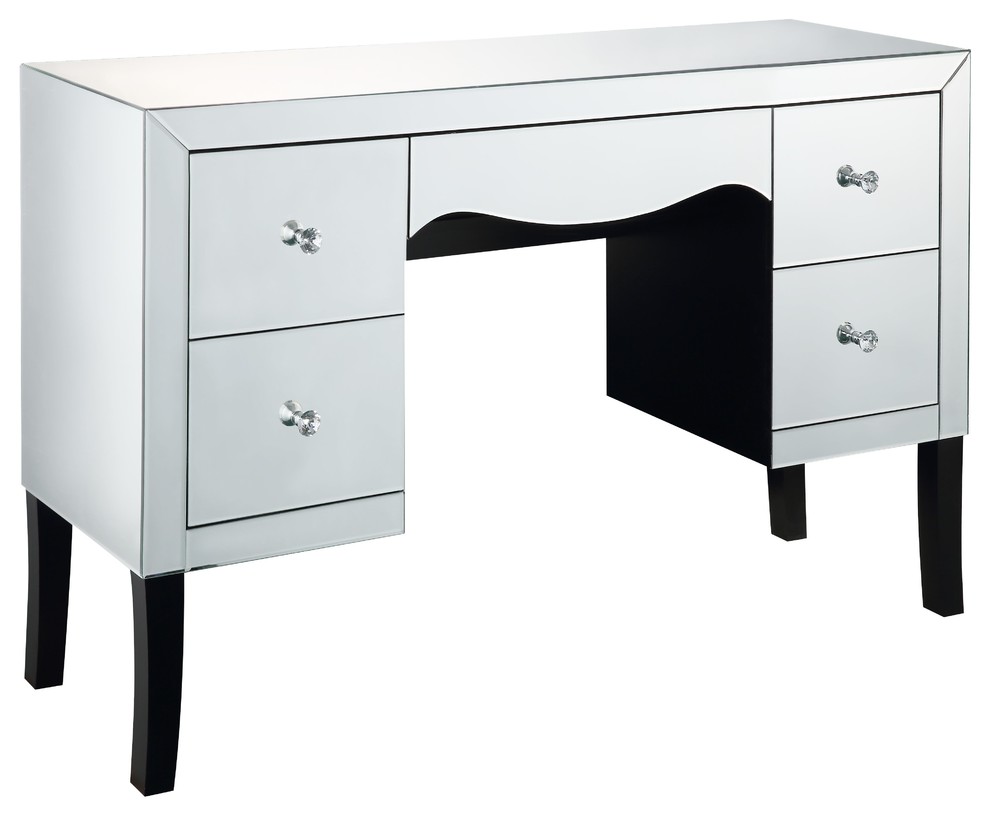 ACME Ratana Vanity Desk, Mirrored Transitional Bedroom & Makeup