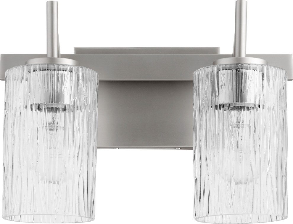 Fort Worth 2 Light Bathroom Vanity Light, Satin Nickel Transitional
