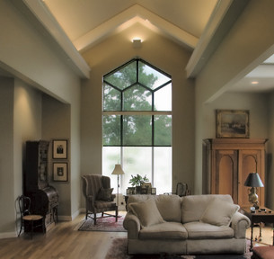 Example of a family room design in Denver