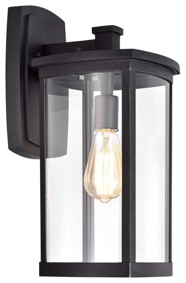 CHLOE Lighting QUILL Transitional 1Light Textured Black Outdoor Wall
