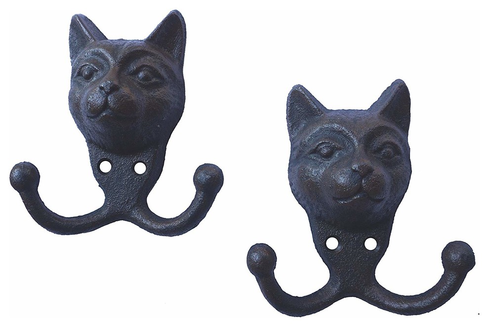 Cast Iron Cat Key Hooks, Set of 2 - Contemporary - Wall Hooks - by Lulu ...