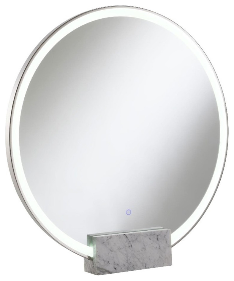 Pemberly Row Contemporary Glass Vanity Table Mirror Chrome and Mirror
