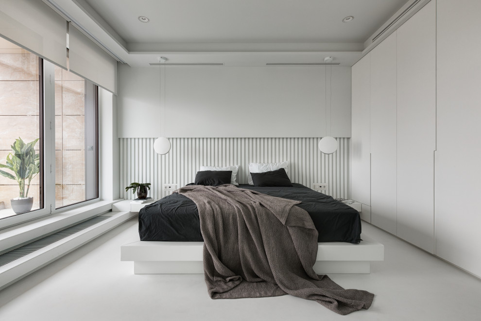 Stylish monochromatic white penthouse